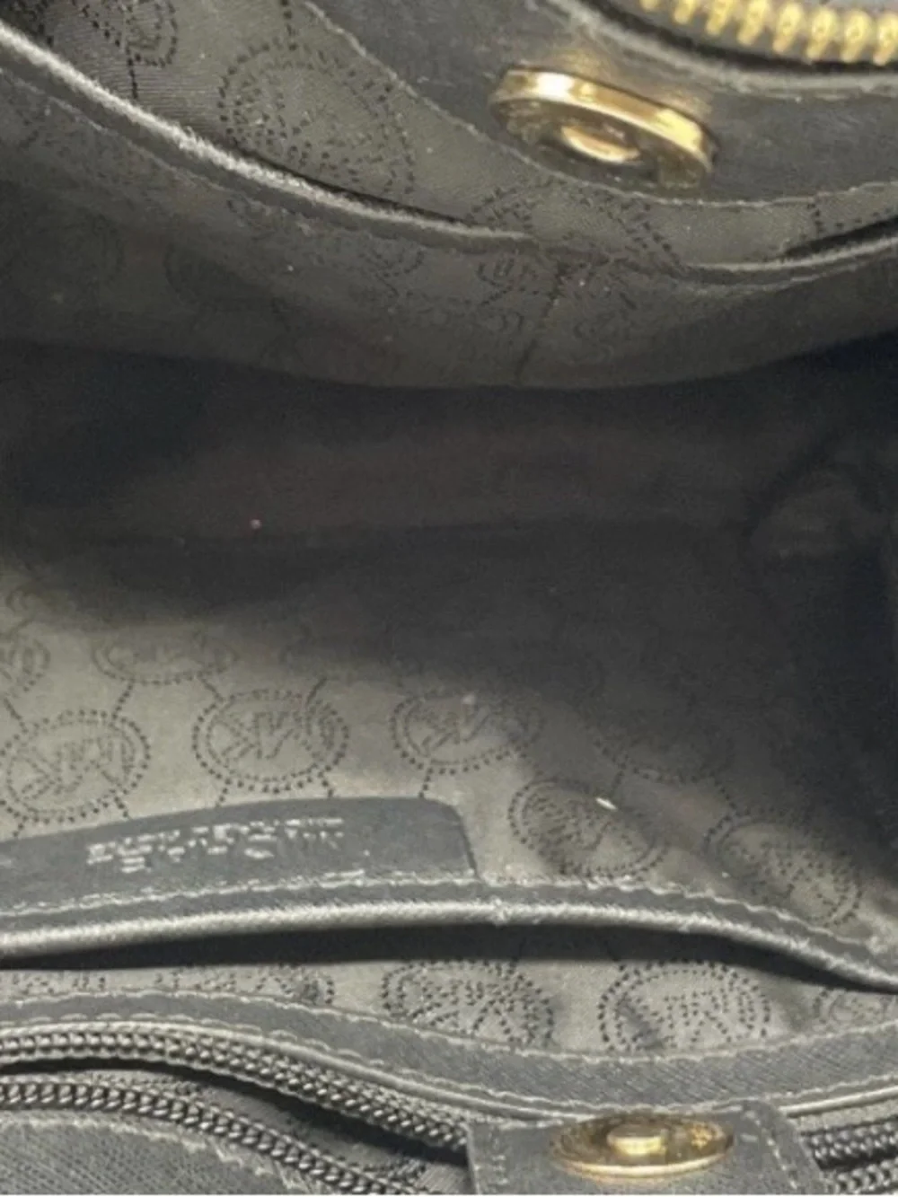 Michael Kors Black Leather Satchel with Gold Hardware